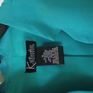 K studio 3 piece pant suit blueish green